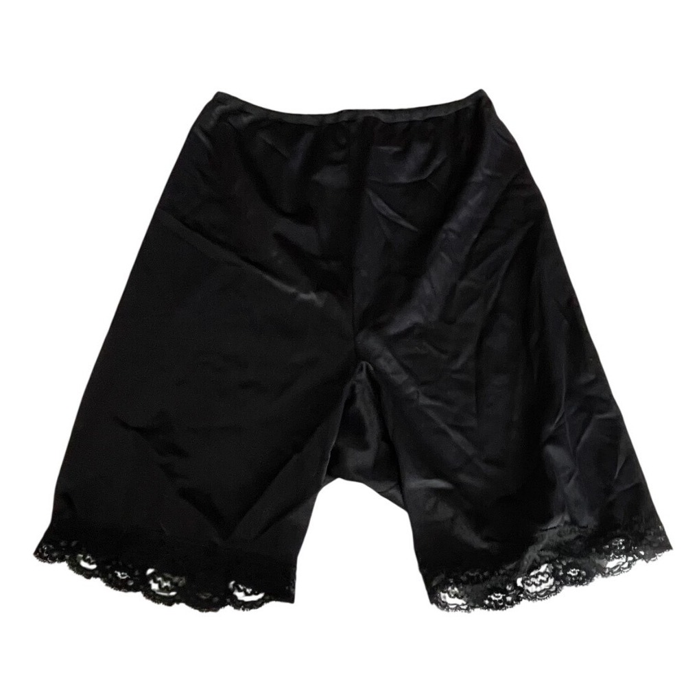 Hollywood Vassarette Vintage Black Nylon Lace Trim Tap Pants Culotte Slip Size 7